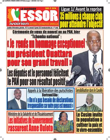 Couverture du Journal L'ESSOR IVOIRIEN N° 271 du 15/01/2020