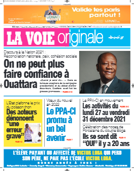 Couverture du Journal LA VOIE ORIGINALE N° 538 du 03/01/2022