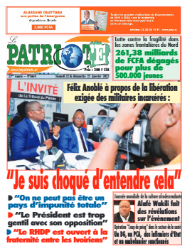 Couverture du Journal LE PATRIOTE N° 6614 du 22/01/2022