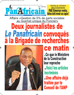 Couverture du Journal Le Panafricain N° 196 du 13/02/2024
