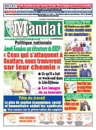 Couverture du Journal LE MANDAT N° 2853 du 04/05/2020