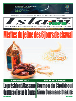 Couverture du Journal ISLAM INFO N° 849 du 09/05/2022