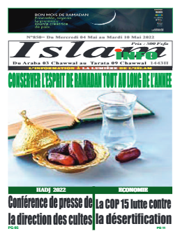 Couverture du Journal ISLAM INFO N° 850 du 13/05/2022