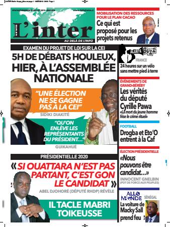 Couverture du Journal L'INTER N° 6318 du 19/07/2019