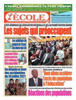 Couverture du Journal L'Ecole N° 40 du 10/08/2021