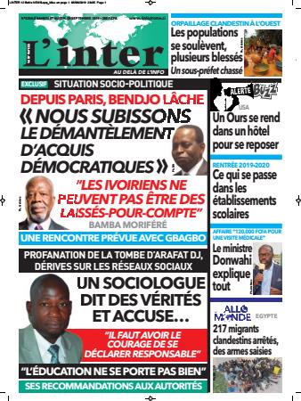Couverture du Journal L'INTER N° 6358 du 07/09/2019
