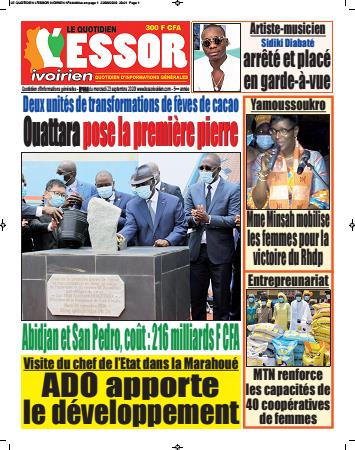 Couverture du Journal L'ESSOR IVOIRIEN N° 444 du 23/09/2020
