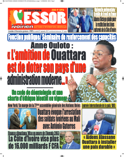 Couverture du Journal L'ESSOR IVOIRIEN N° 973 du 23/09/2022