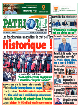 Couverture du Journal LE PATRIOTE N° 6869 du 29/11/2022