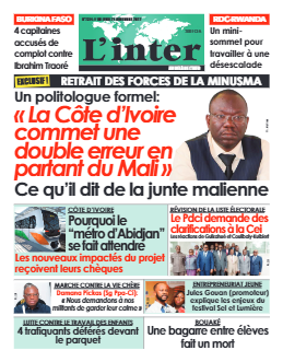 Couverture du Journal L'INTER N° 7314 du 24/11/2022 | Pressecotedivoire